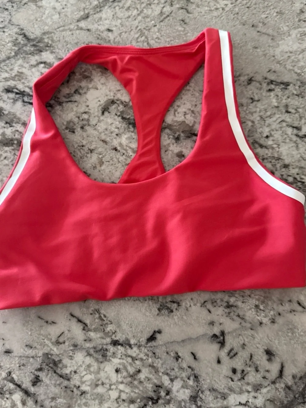 ALO Yoga candy hear red Pink Sports Bra with White Contrast Trim - Picture 4 of 5